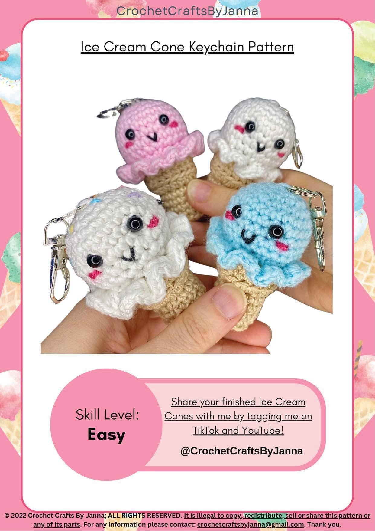 Mini Ice Cream Cone Crochet Pattern