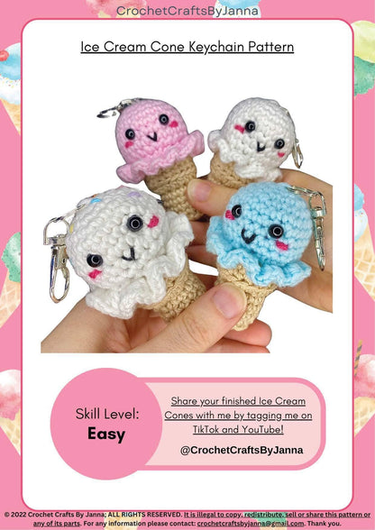Mini Ice Cream Cone Crochet Pattern